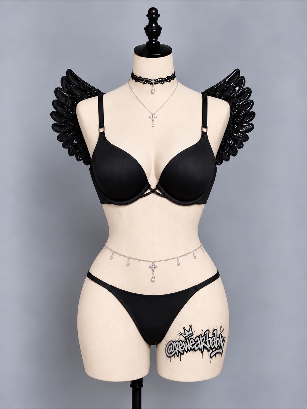 Victoria's Secret Bombshell Black Push-Up Bra & Wings